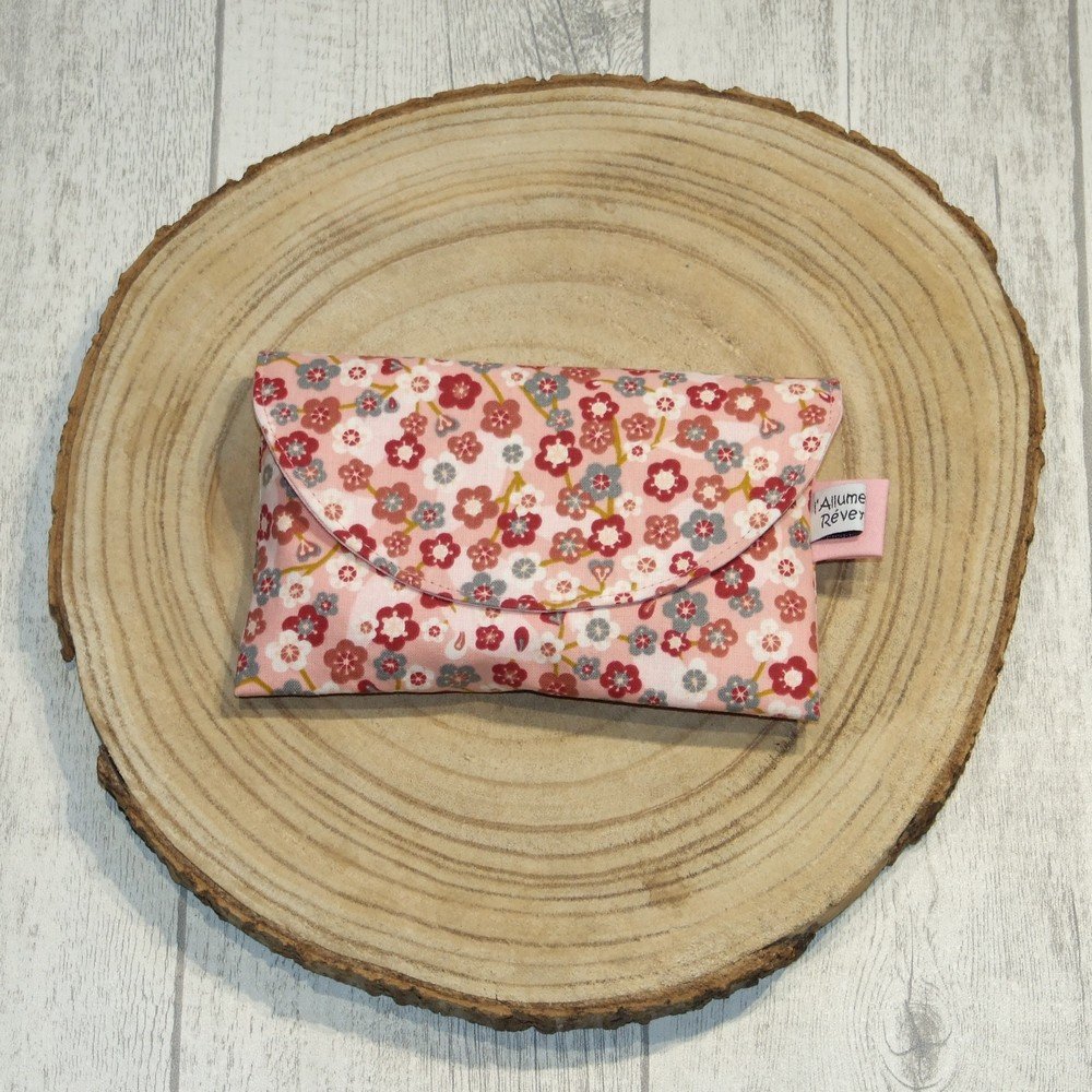 Lingettes lavables tissu fleurs lie de vin/rose, éponge saumon--9996053650976