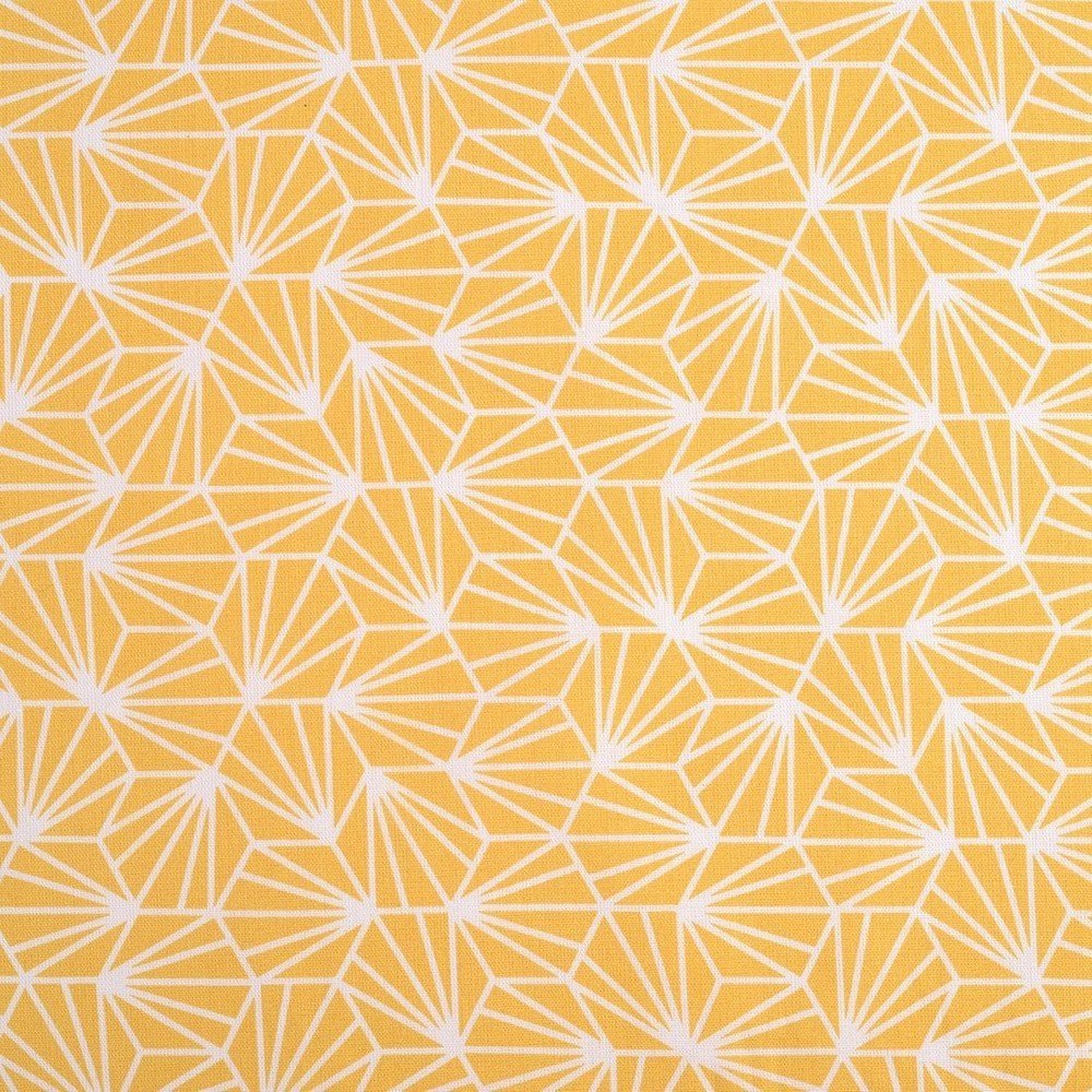 Sac à tarte en tissu coton imprimé origami jaune doublure bleu marine--9995110305453