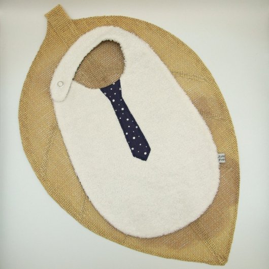 Bavoir cravate pois -bleu marine-