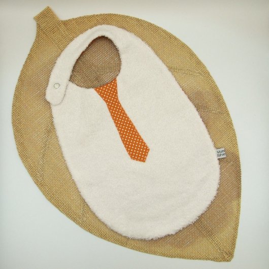 Bavoir cravate pois -terracotta-