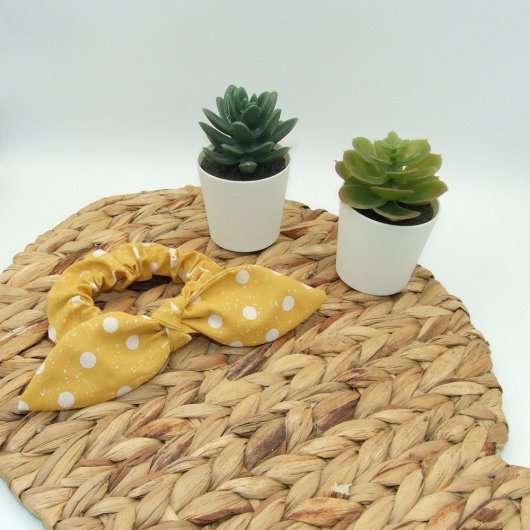Chouchou noeud -pois jaune-