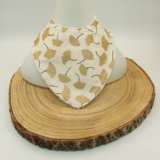 Bavoir bandana ginkgo doré