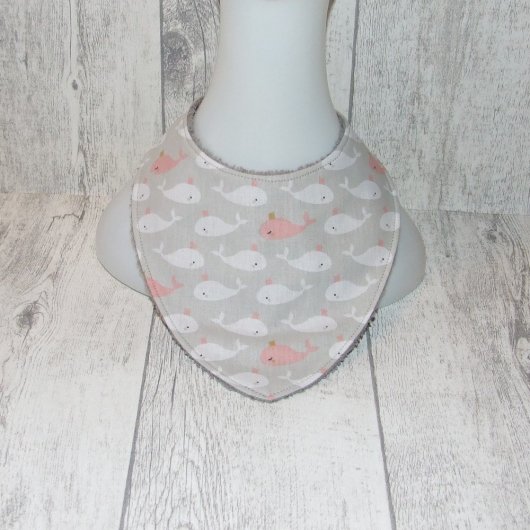 Bavoir bandana imprimé baleines