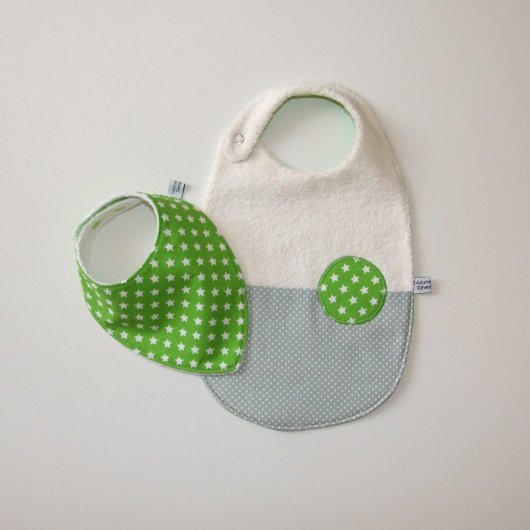 Bavoir et bavoir bandana imprimé étoiles et pois