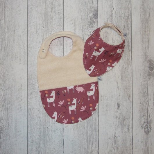 Bavoir et bavoir bandana imprimé faons et lapins