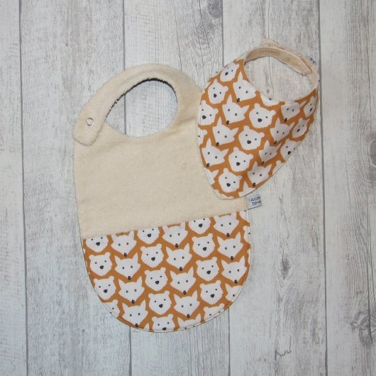 Bavoir et bavoir bandana imprimé ours et loups