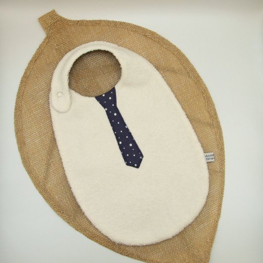Bavoir cravate pois -bleu marine-