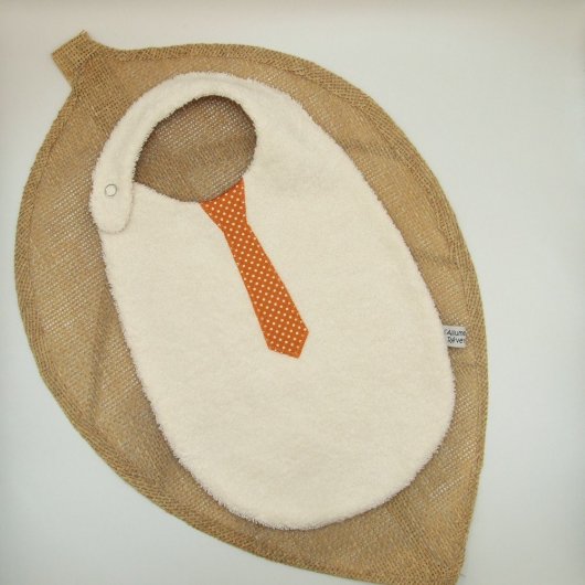 Bavoir cravate pois -terracotta-