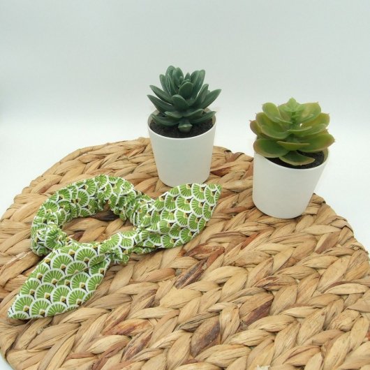 Chouchou noeud -éventails vert-
