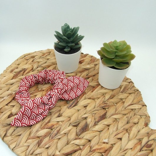 Chouchou noeud -vagues rouge-