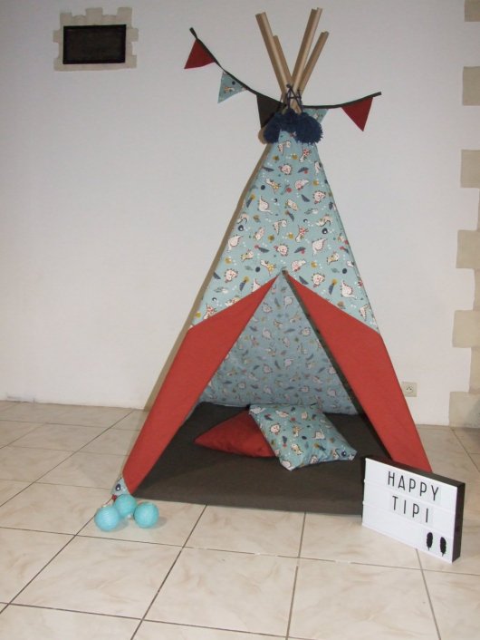 Tipi et tapis dinosaures/rouille/taupe