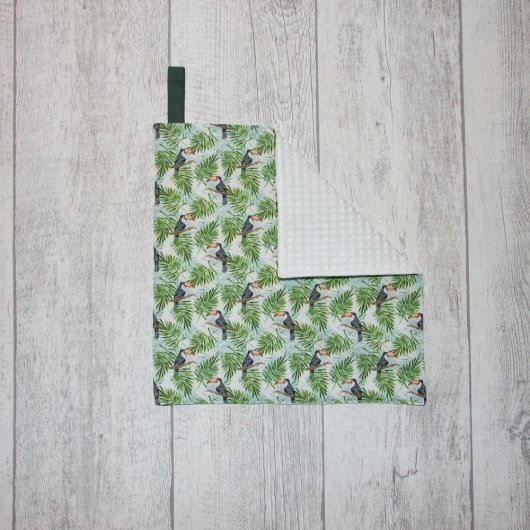 Feuille essuie-tout lavable, nid d'abeille, toucans et feuillage