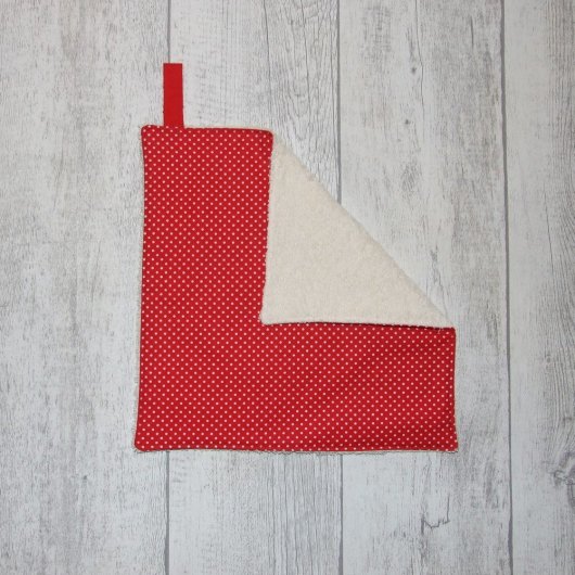Feuille essuie-tout lavable, éponge écrue, pois rouge
