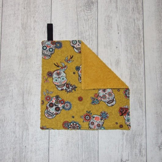 Feuille essuie-tout lavable, éponge jaune, calaveras