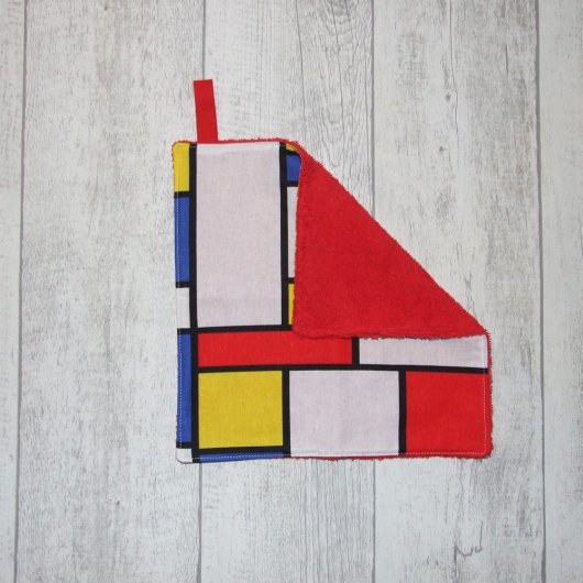 Feuille essuie-tout lavable, éponge rouge, style Mondrian