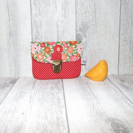 Pochette attache-cartable fleurs -rouge-