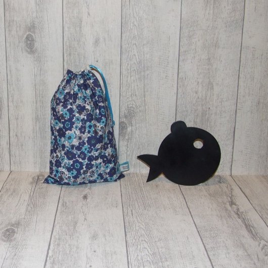 Pochette imperméable, mini sac de piscine fleurs bleues