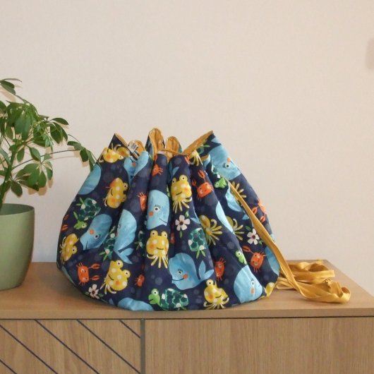 Sac à jouets -baleines/pois-