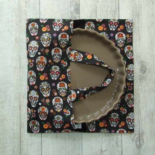 Sac à tarte en tissu coton imprimé Calaveras -noir-