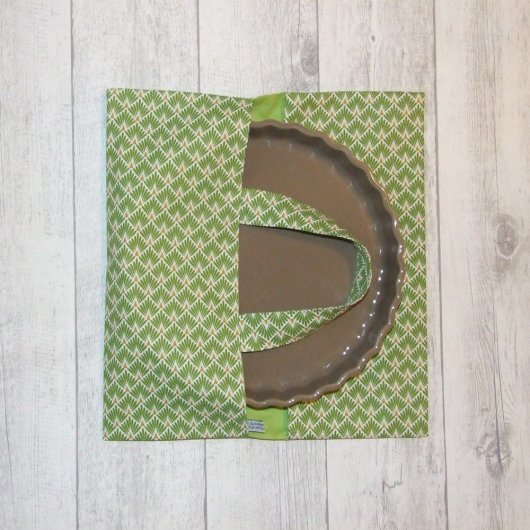 Sac à tarte en tissu coton imprimé écailles vertes doublure verte