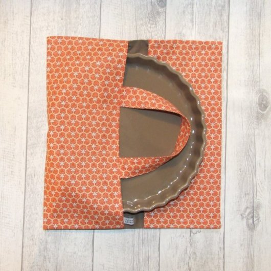 Sac à tarte en tissu coton imprimé prisme d'écailles rouge doublure taupe