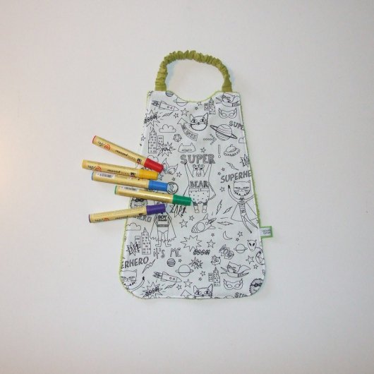 Serviette élastique à colorier Super-Héros / éponge verte