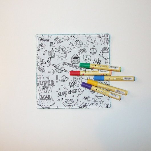 Serviette de table à colorier Super-héros/éponge bleue