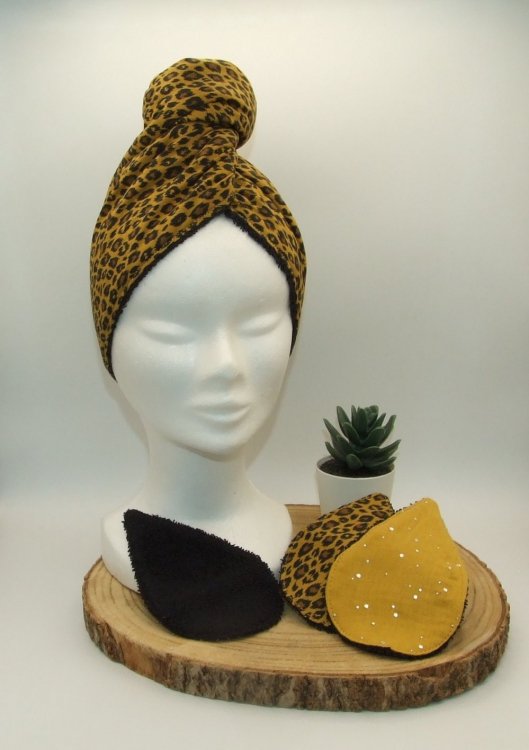 Turban de bain léopard/noir