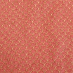 Tissu Eventails corail/doré