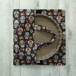 Sac à tarte en tissu coton imprimé Calaveras -noir-