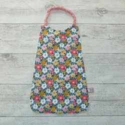 Serviette élastique imprimé fleurs fuchsia, menthe et moutarde