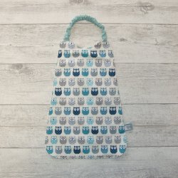 Serviette élastique imprimé hiboux bleu/gris - menthe -