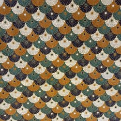 Tissu Eventails marron/vert