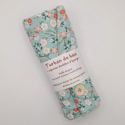 Tissu Fleurs corail/menthe