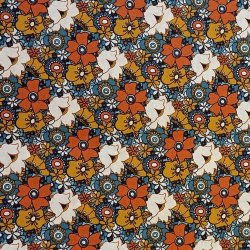 Tissu Fleurs ocre/terracotta